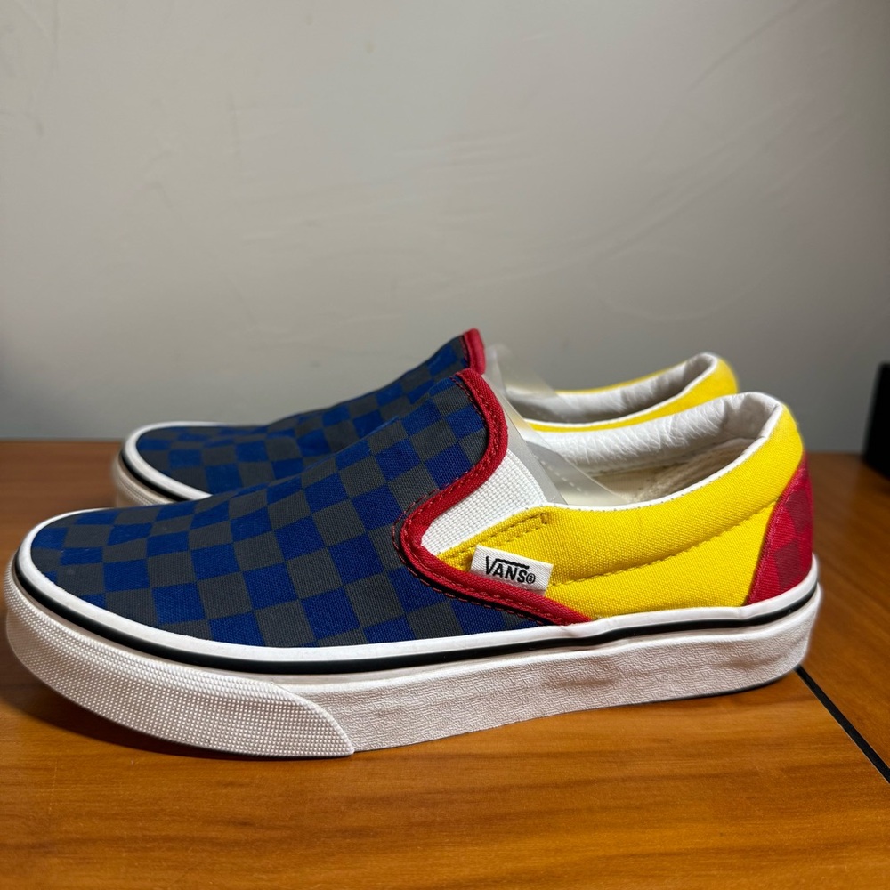 Vans Classic Slip On Canvas Sneaker Shoe Checkerboard Colorblock Retro‎ W6
